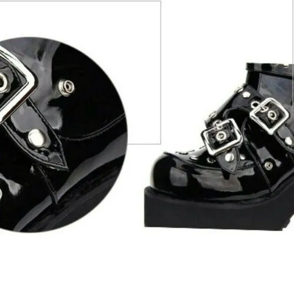 Dynamite! Patent LEATHER Metal Stud PLATFORM Shoes