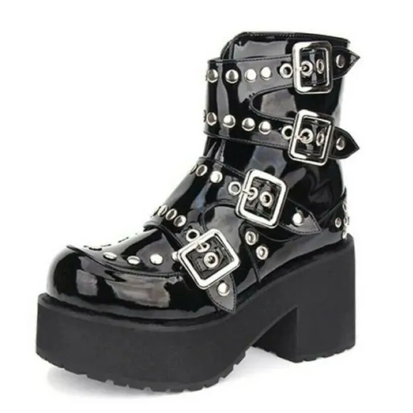 Dynamite! Patent LEATHER Metal Stud PLATFORM Shoes