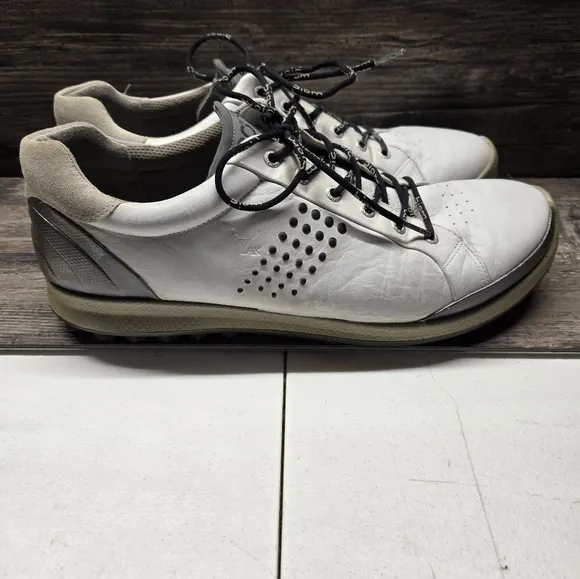 ECCO Biom Hybrid 2 White Yak Leather HydroMax Spikeless Golf Shoes Men’s Size 13
