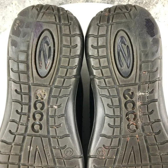 Ecco Men's Size 44 (10/10.5) Seawalker Black Leather Arch Support Oxford Shoes