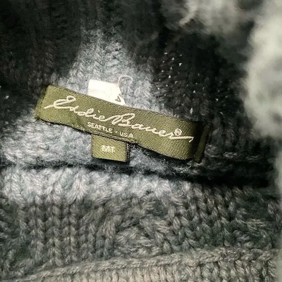 EDDIE BAUER Merino Wool Blend Turtleneck Cable Knit Sweater