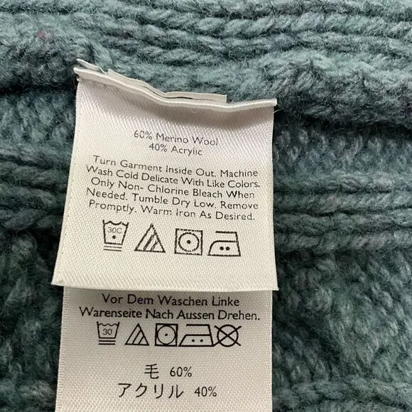 EDDIE BAUER Merino Wool Blend Turtleneck Cable Knit Sweater