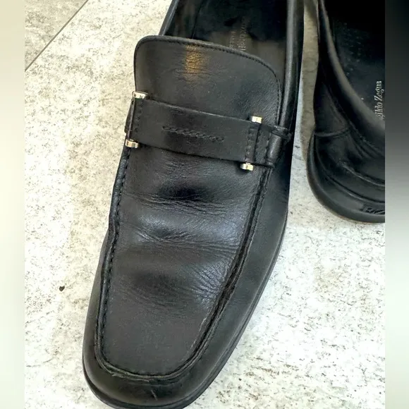 ERMENEGILDO ZEGNA BLACK LEATHER MENS SHOES SIXE 9D