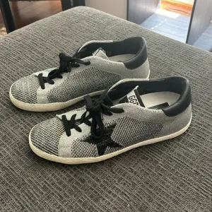 EUC WOMEN’S GOLDEN GOOSE DE SUPERSTAR SHOES SILVER BLACK SIZE 38 EU