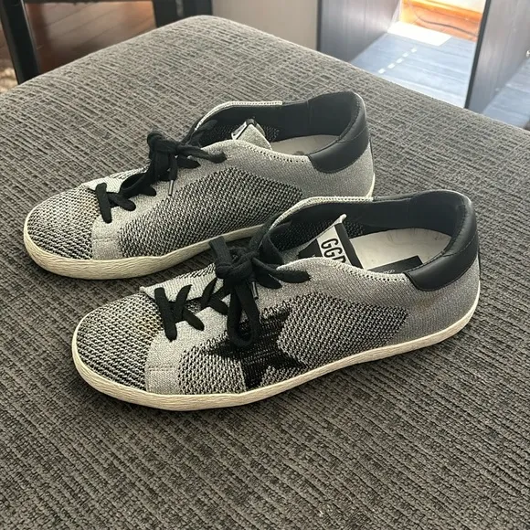EUC WOMEN’S GOLDEN GOOSE DE SUPERSTAR SHOES SILVER BLACK SIZE 38 EU
