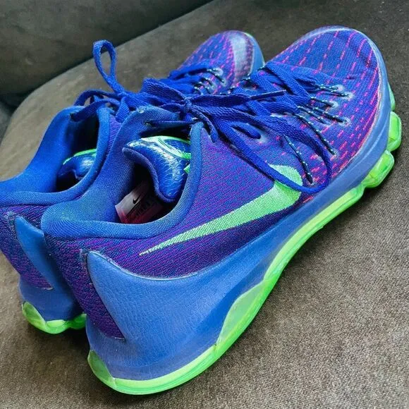 Excellent NIKE ZOOM KD 8 “SUIT” 749375-535 B-BALL SHOES PURPLE/NEON MEN’S 8 US
