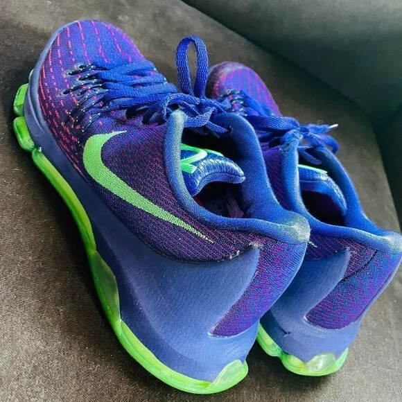 Excellent NIKE ZOOM KD 8 “SUIT” 749375-535 B-BALL SHOES PURPLE/NEON MEN’S 8 US
