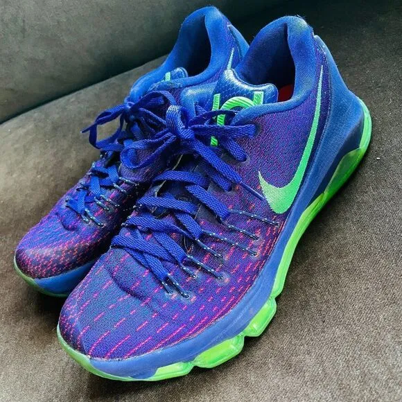 Excellent NIKE ZOOM KD 8 “SUIT” 749375-535 B-BALL SHOES PURPLE/NEON MEN’S 8 US