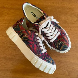 Farm Rio Sunset Forest Colorful Lace Up Platform Sneaker Shoes Size 8 Women’s