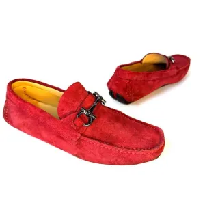 FERRAGAMO Parigi Suede Driving Loafers Men's 7 Slip-On Bit Buckle Italy Unisex