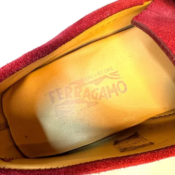 FERRAGAMO Parigi Suede Driving Loafers Men's 7 Slip-On Bit Buckle Italy Unisex
