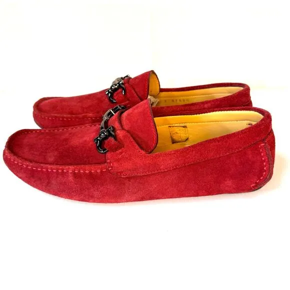 FERRAGAMO Parigi Suede Driving Loafers Men's 7 Slip-On Bit Buckle Italy Unisex