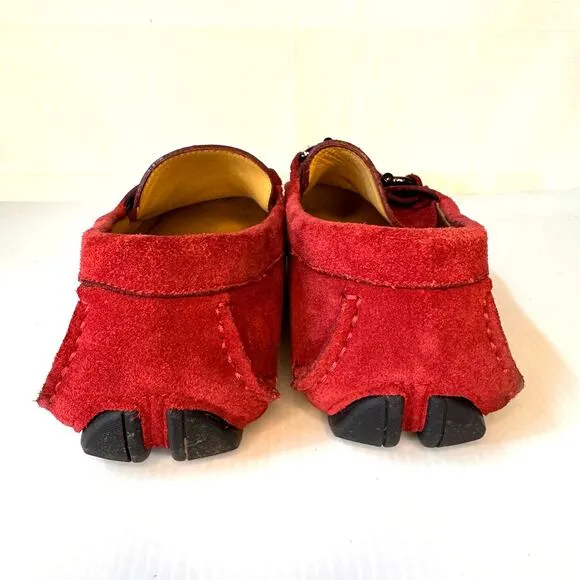FERRAGAMO Parigi Suede Driving Loafers Men's 7 Slip-On Bit Buckle Italy Unisex
