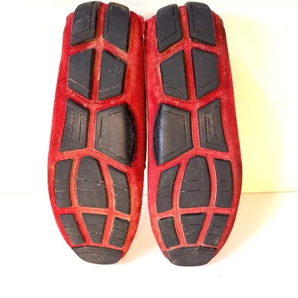 FERRAGAMO Parigi Suede Driving Loafers Men's 7 Slip-On Bit Buckle Italy Unisex