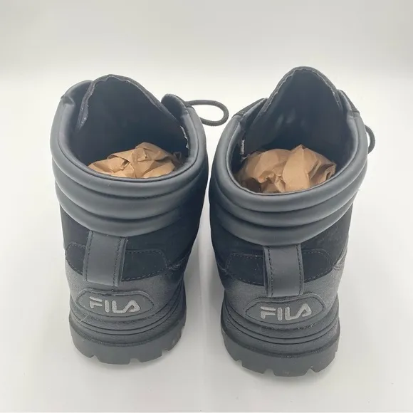 Fila Men's Weathertec Chunky Full Lace Up Hiking Ankle Boots Shoes Black Size 11
