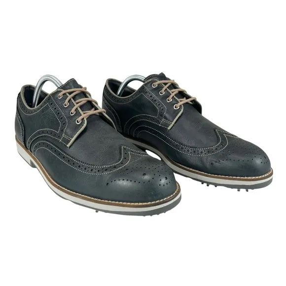 FootJoy | Men's 10M | Gray &amp; Tan City Golf‎ Leather Oxford Wingtip Shoes