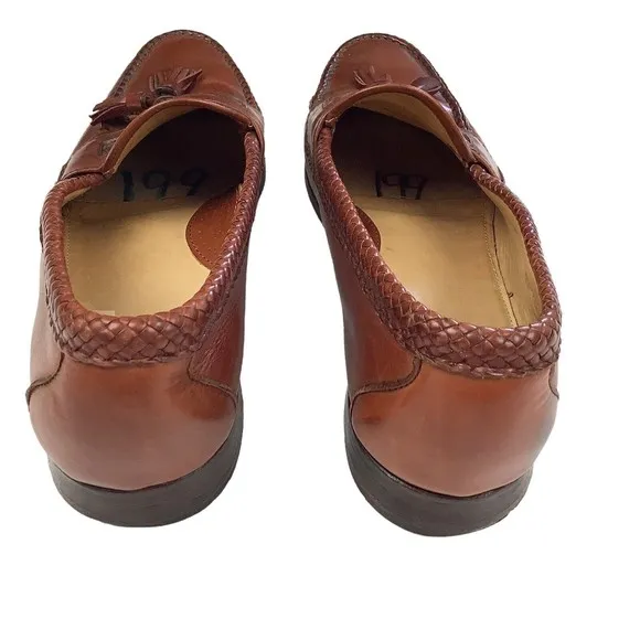 FootJoy Men’s 11.5 C Hand Sewn Brown Tassel Breaded Leather Loafer Shoes Moccasi