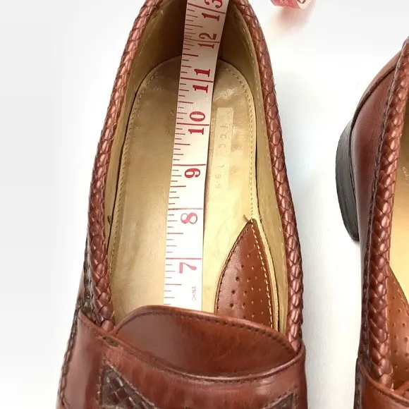 FootJoy Men’s 11.5 C Hand Sewn Brown Tassel Breaded Leather Loafer Shoes Moccasi