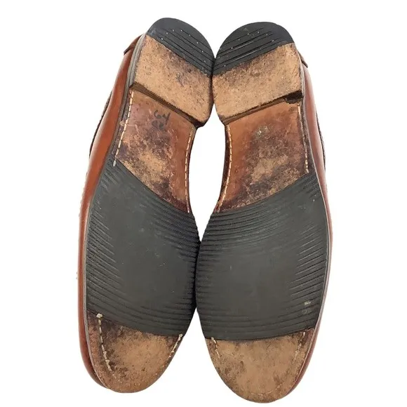 FootJoy Men’s 11.5 C Hand Sewn Brown Tassel Breaded Leather Loafer Shoes Moccasi