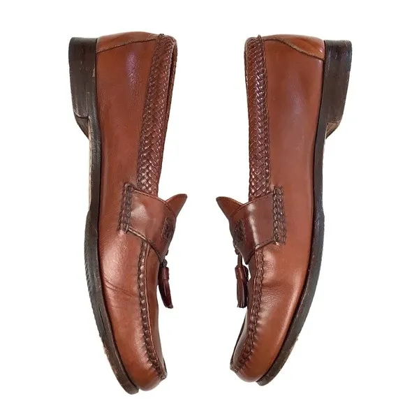 FootJoy Men’s 11.5 C Hand Sewn Brown Tassel Breaded Leather Loafer Shoes Moccasi