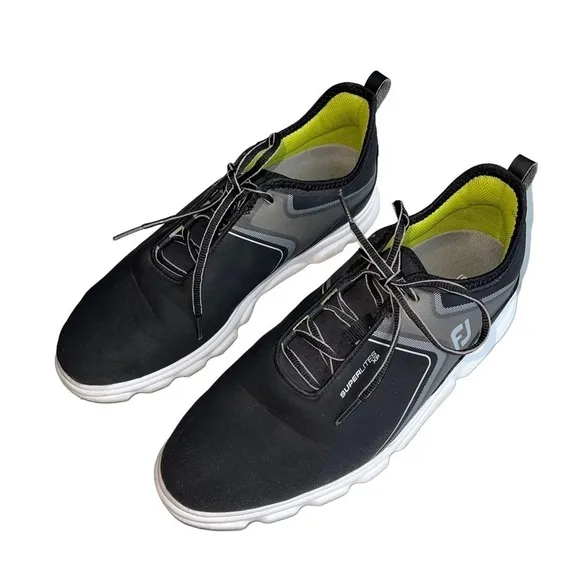 FootJoy Superlites XP Mens 9.5 Grey Lime Lightweight Spikeless Golf Shoes 58075