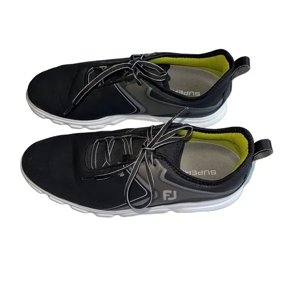 FootJoy Superlites XP Mens 9.5 Grey Lime Lightweight Spikeless Golf Shoes 58075