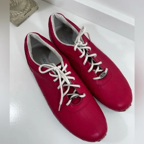 FootJoy Women’s Leather EmBody Golf Shoes Spikes Red Excellent Lace Size 8