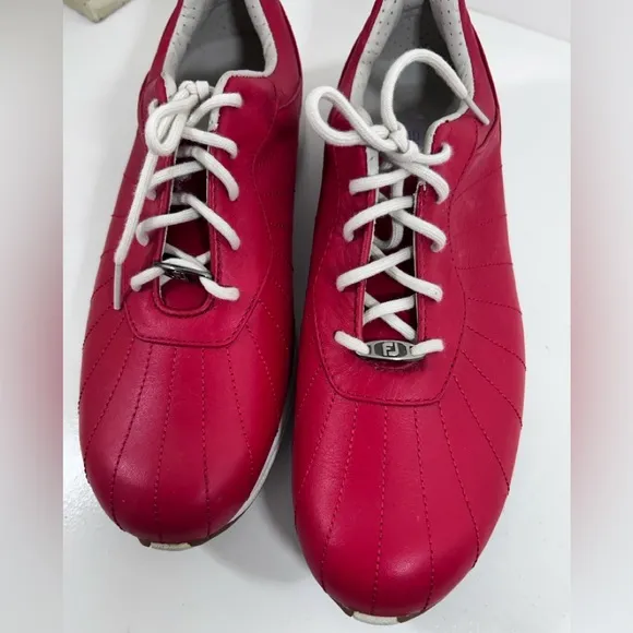 FootJoy Women’s Leather EmBody Golf Shoes Spikes Red Excellent Lace Size 8