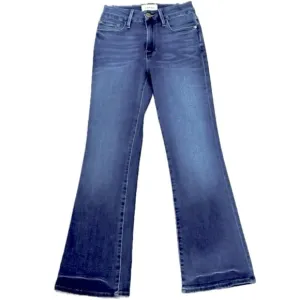 FRAME Jeans, Women’s Size 24, High Rise Blue Le Crop Mini Boot, Cascading Hem