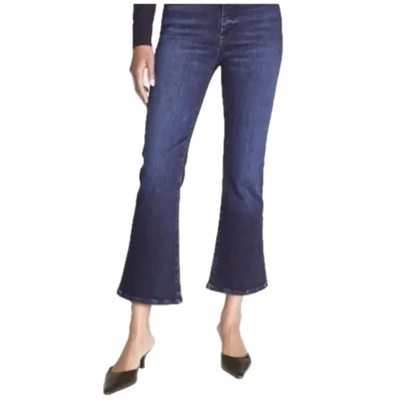 FRAME Jeans, Women’s Size 24, High Rise Blue Le Crop Mini Boot, Cascading Hem