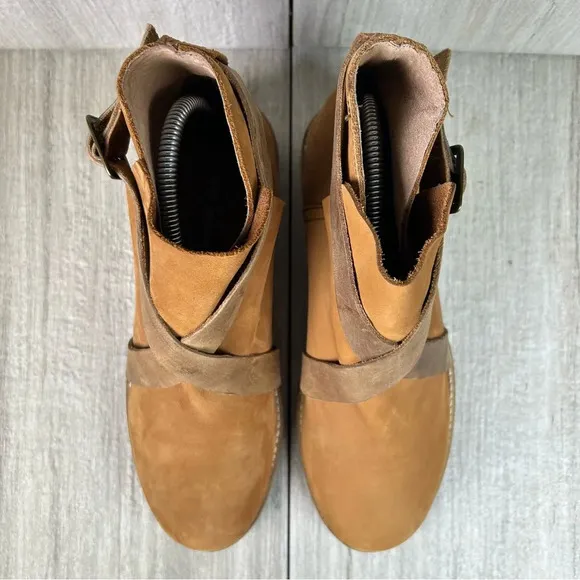 Free People Las Palmas Brown Leather Ankle Boots Shoes Women’s Size 7.5 EUR 38