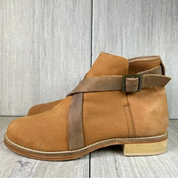 Free People Las Palmas Brown Leather Ankle Boots Shoes Women’s Size 7.5 EUR 38