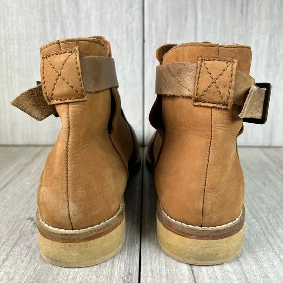 Free People Las Palmas Brown Leather Ankle Boots Shoes Women’s Size 7.5 EUR 38