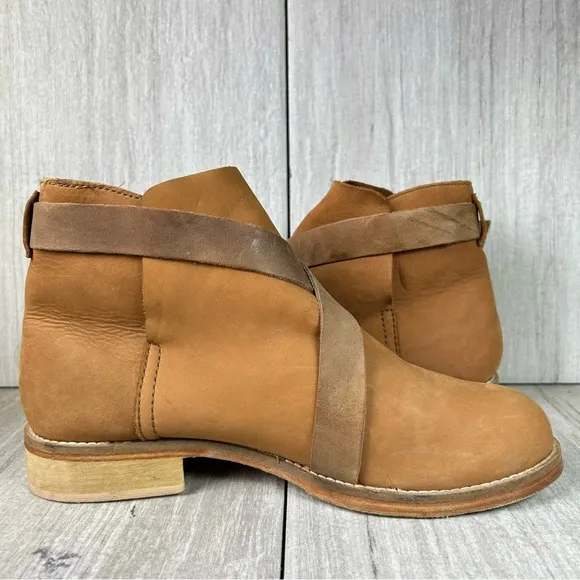 Free People Las Palmas Brown Leather Ankle Boots Shoes Women’s Size 7.5 EUR 38