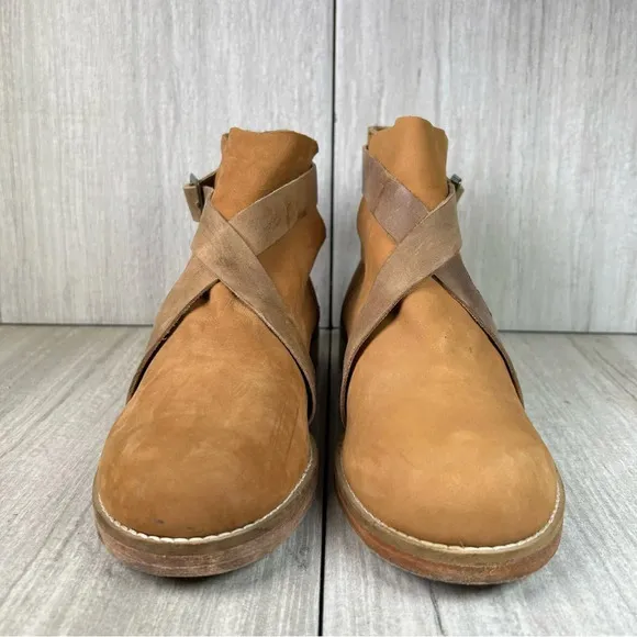 Free People Las Palmas Brown Leather Ankle Boots Shoes Women’s Size 7.5 EUR 38