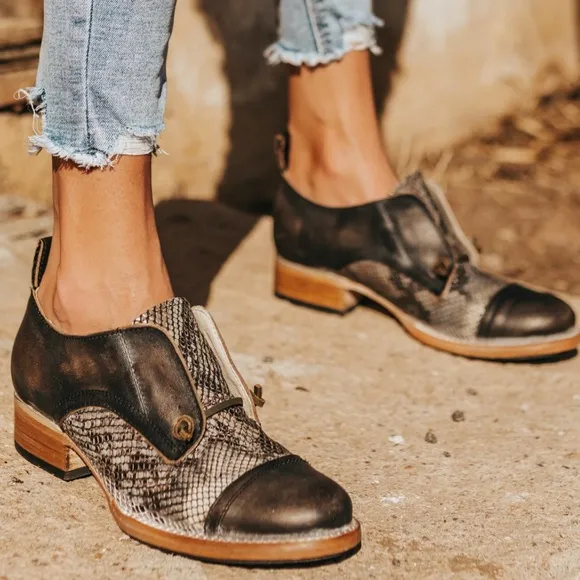 Freebird Mabel Distressed Snake Print Oxford Leather Shoes Women’s 11
