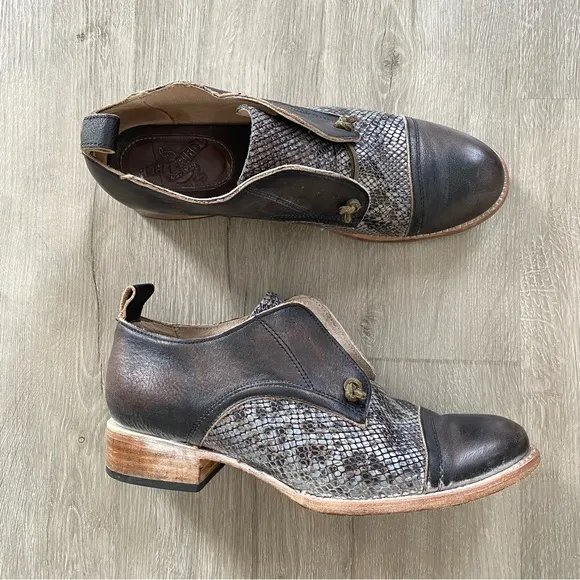 Freebird Mabel Distressed Snake Print Oxford Leather Shoes Women’s 11