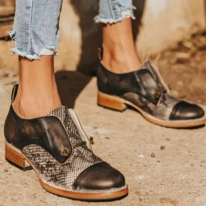 Freebird Mabel Distressed Snake Print Oxford Leather Shoes Women’s 11