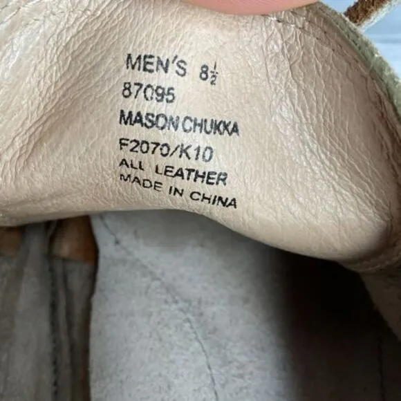 Frye Mason Suede Ankle Boots Chukka Men’s size 8.5 Tan Beige Shoes Minimalist