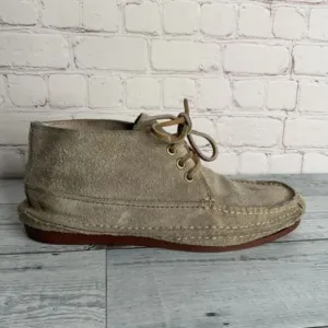 Frye Mason Suede Ankle Boots Chukka Men’s size 8.5 Tan Beige Shoes Minimalist
