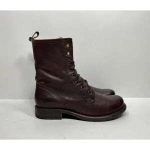 Frye Jenna Combat Boot Brown Leather 3476386 Women's Size 8 B Shoes