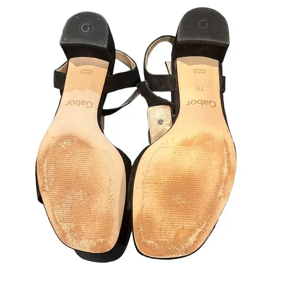 Gabor Black Jeweled Block Heel Sandals