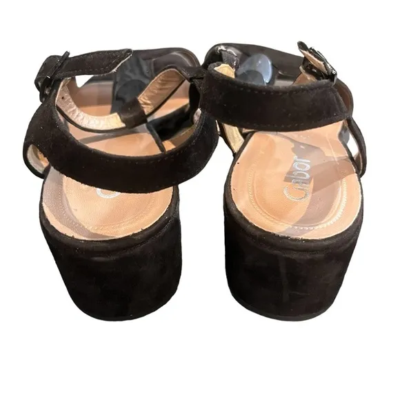 Gabor Black Jeweled Block Heel Sandals