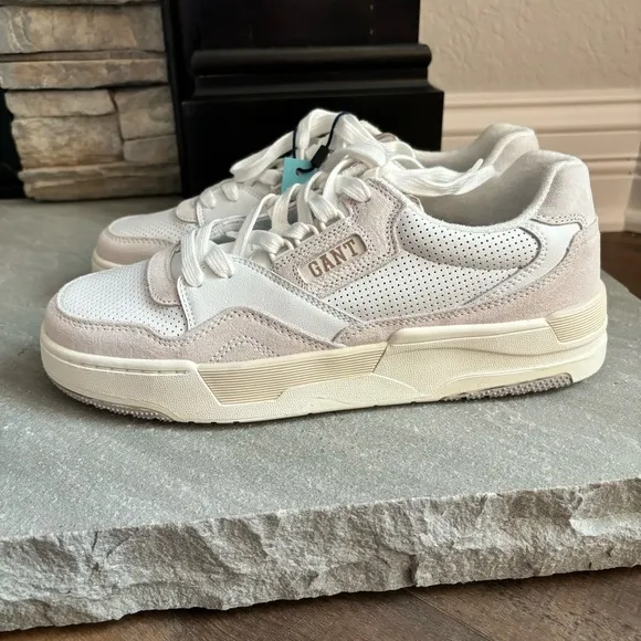 GANT Ellizy White/Beige Leather/Suede Trainers Sneakers Shoes Women’s Sz 41/US 9