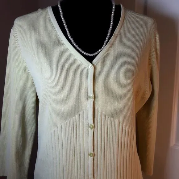 GEOFFREY BEENE Skirt and Silk Sweater Set Gauzy V-Neck Sweater Mint Size 10