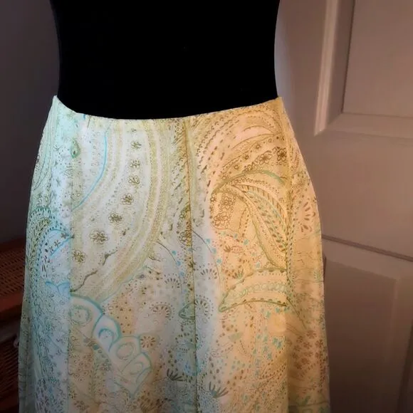 GEOFFREY BEENE Skirt and Silk Sweater Set Gauzy V-Neck Sweater Mint Size 10
