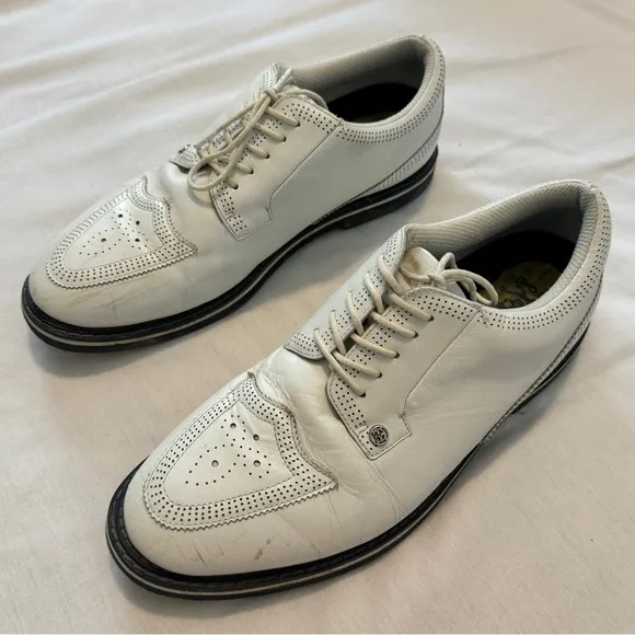 G/Fore 11.5 Brogue Gallivanter White Leather Golf Shoes Cleats