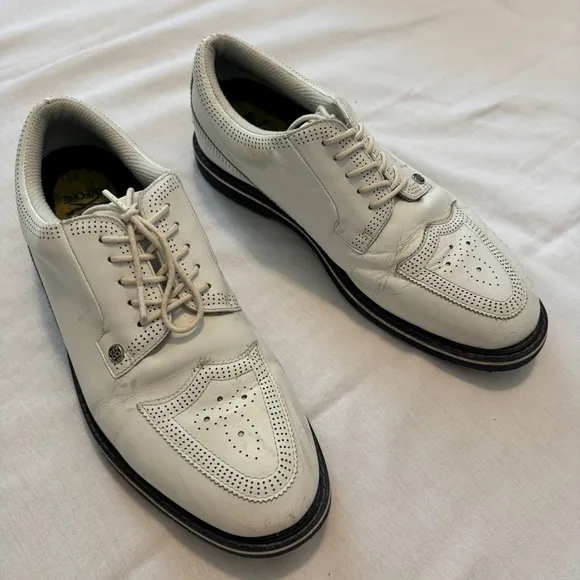 G/Fore 11.5 Brogue Gallivanter White Leather Golf Shoes Cleats