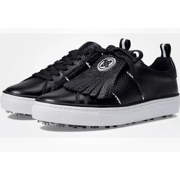 GFORE Black Onyx Leather Kiltie Disruptor Lace Up Golf Shoes GALF21EF14 Womens 5