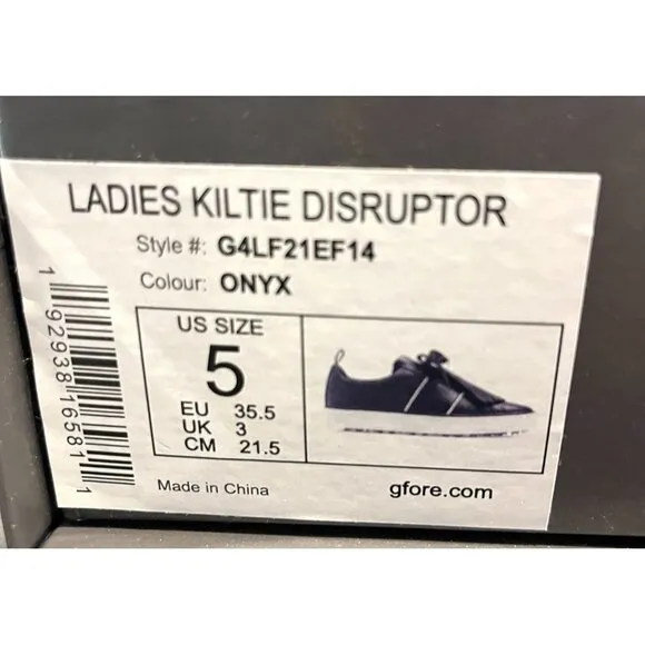 GFORE Black Onyx Leather Kiltie Disruptor Lace Up Golf Shoes GALF21EF14 Womens 5